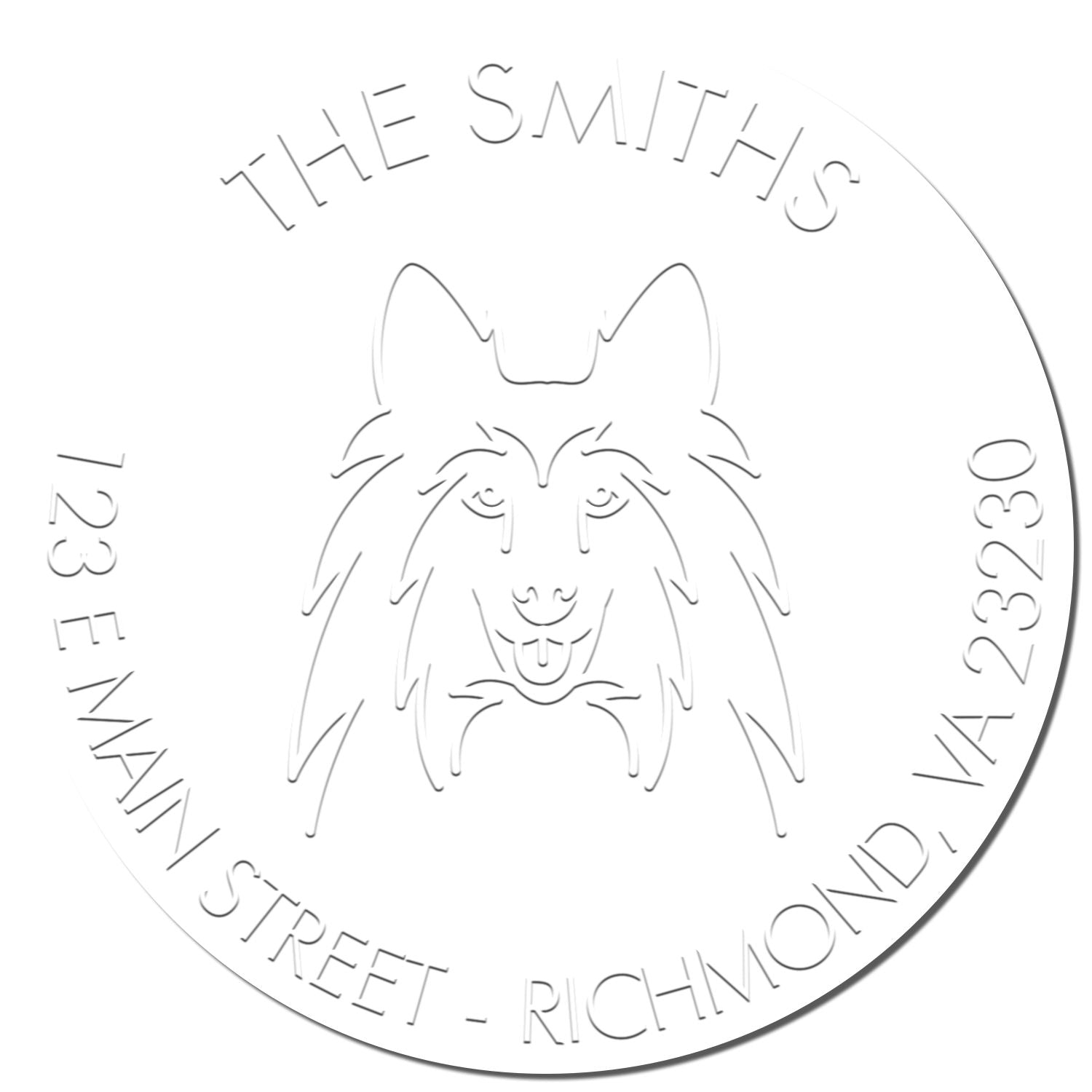 Shetland Sheepdog Dog Outline Customized Address Return Embossing Seal