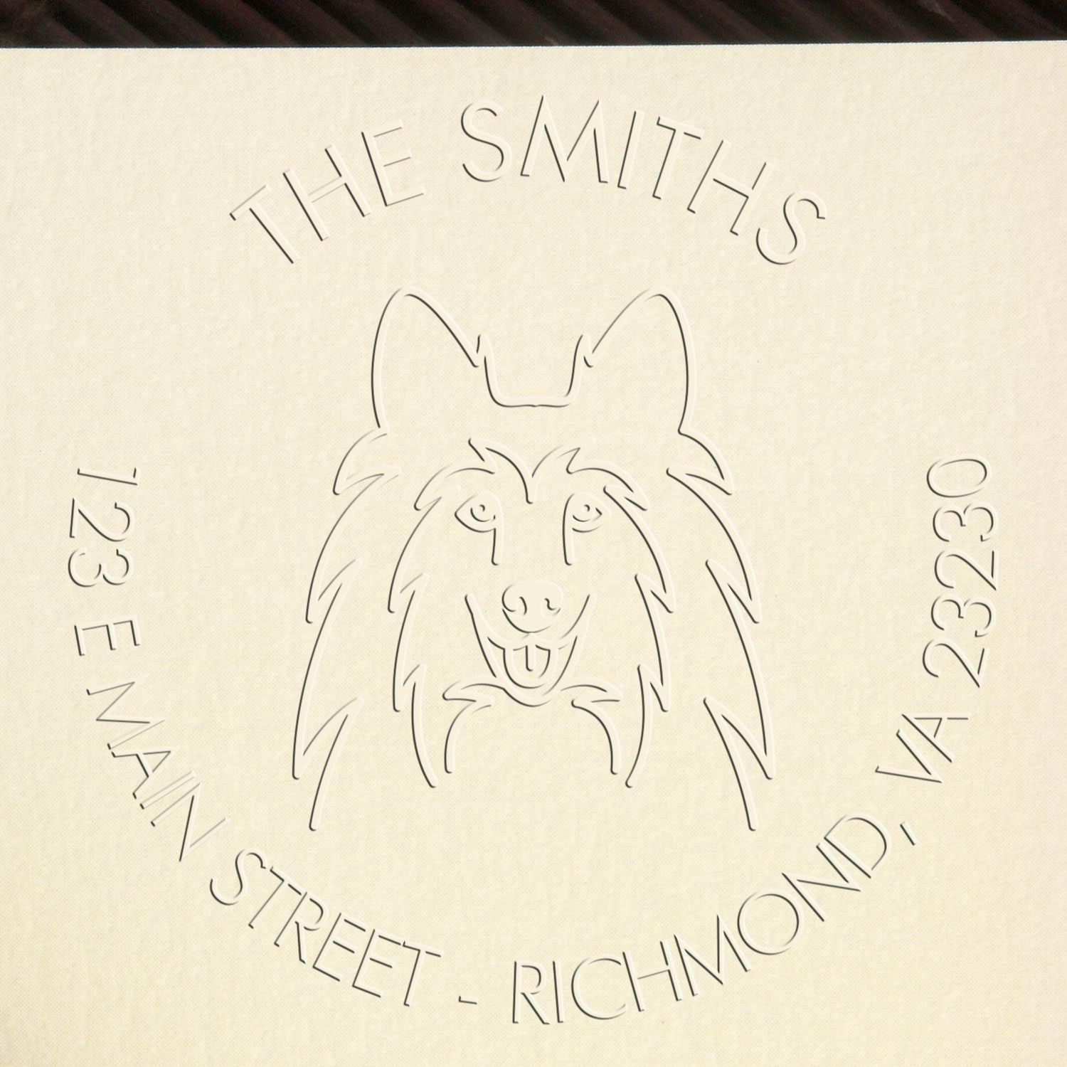 Shetland Sheepdog Dog Outline Customized Address Return Embossing Seal