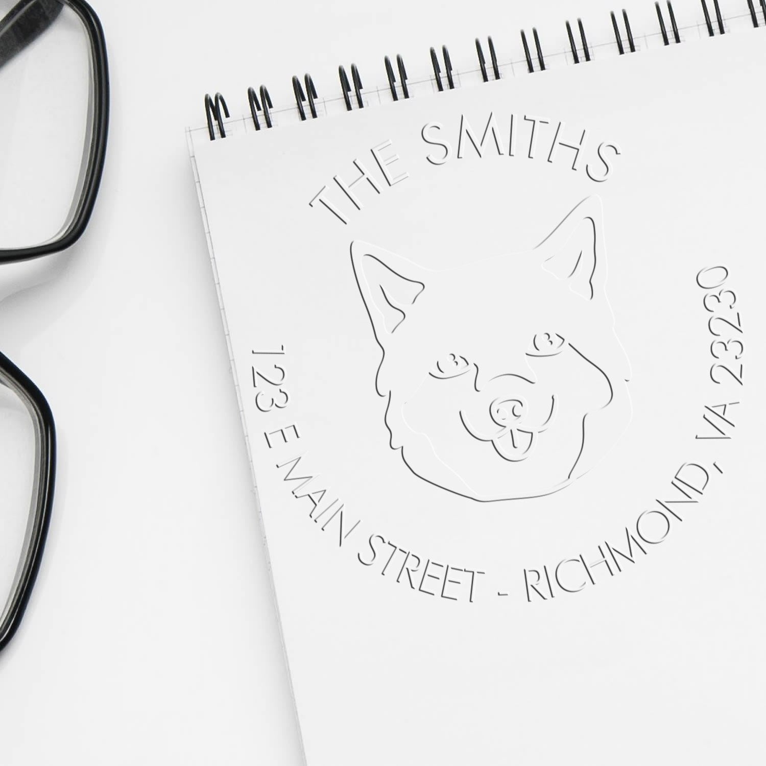 Personalizable Address Return Embossed Seal with Shiba Dog