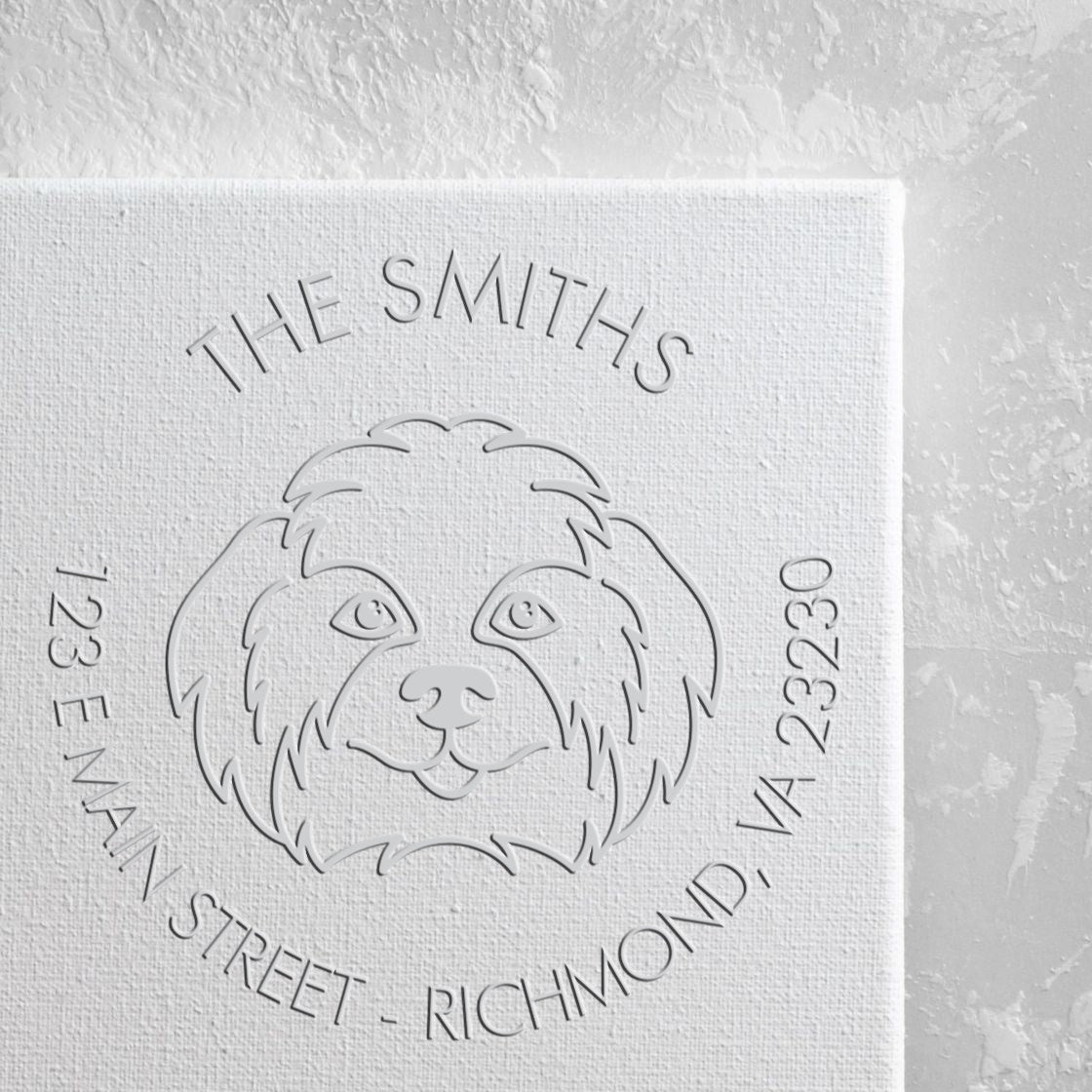 Shih Tzu Dog Outline Customized Address Return Embossed Stamp