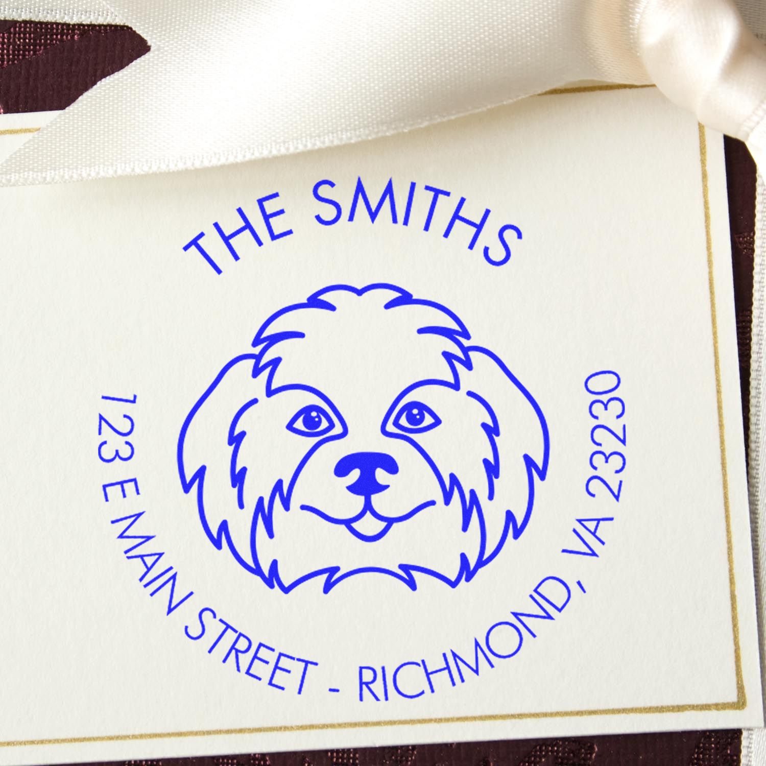 Wood Handle Shih Tzu Custom Made Home Address Stamp for Envelopes