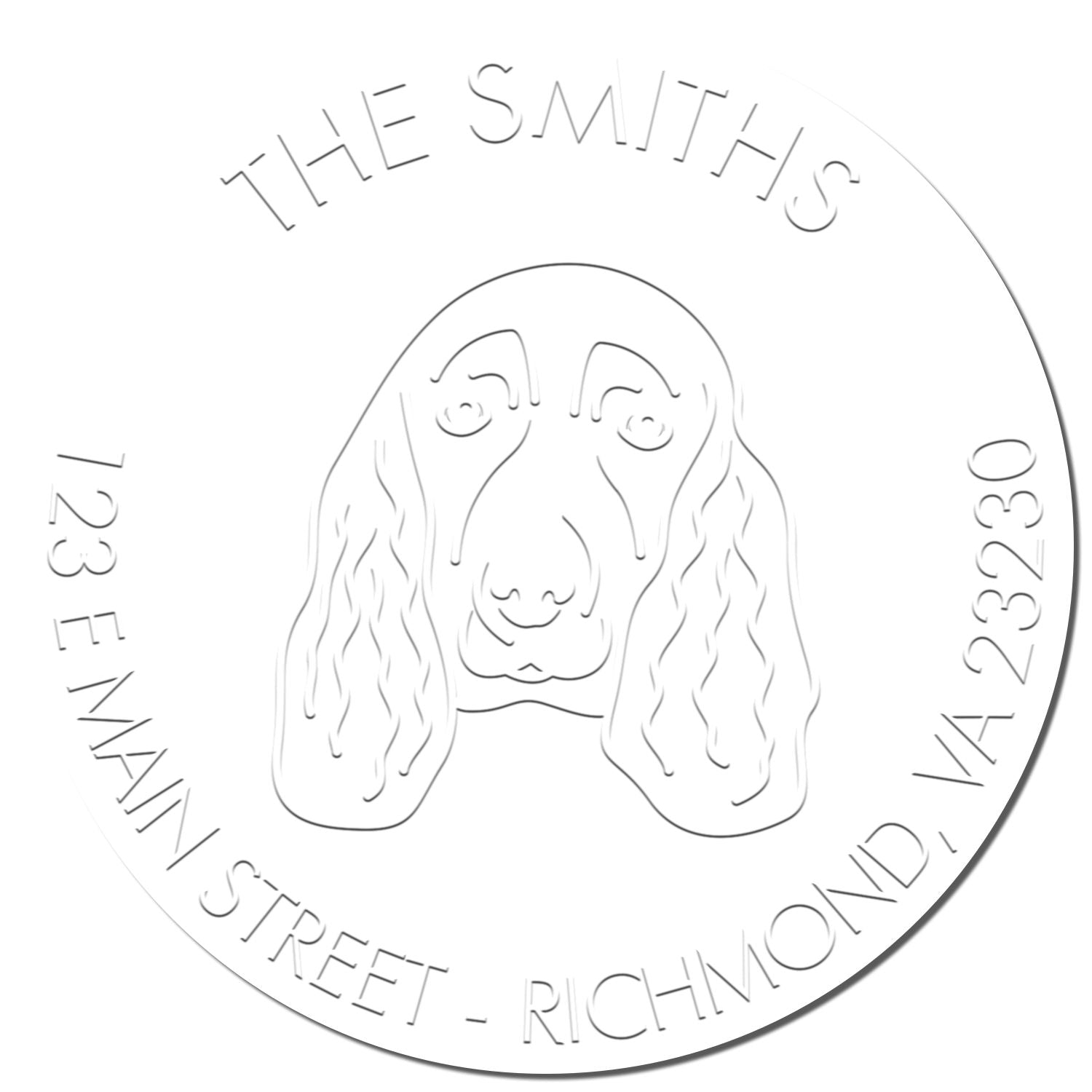 Personalizable Mail Address Soft Embosser Seal with Spaniel Dog