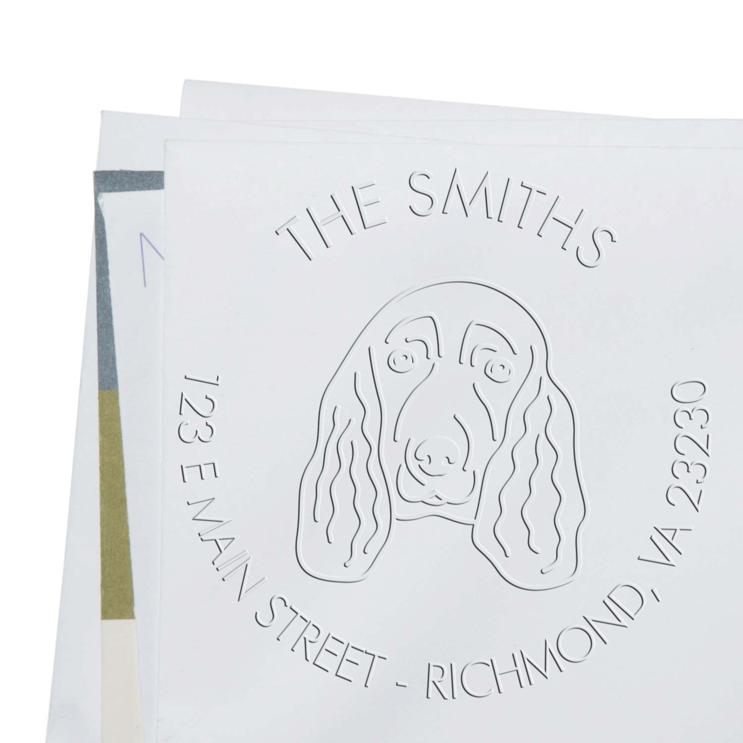 Spaniel Dog Outline Customized Address Return Embossed Seal - Engineer Seal Stamps