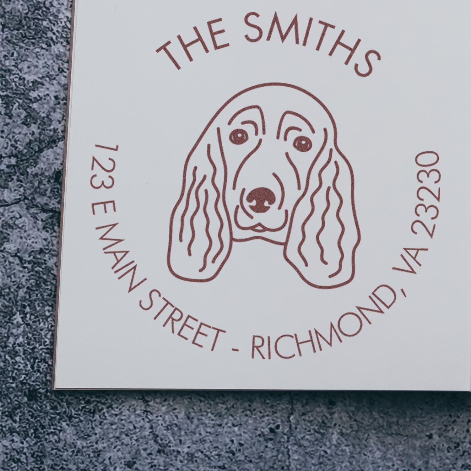 Wood Handle Spaniel Custom Made Home Address Stamp for Envelopes