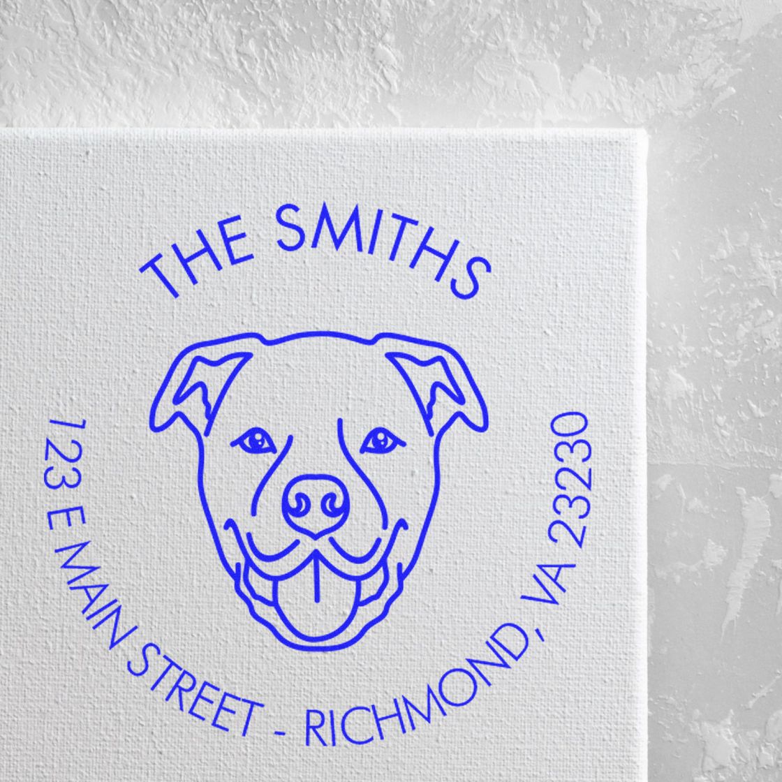 Wood Handle Staffordshire Bull Terrier Custom Made Home Address Stamper