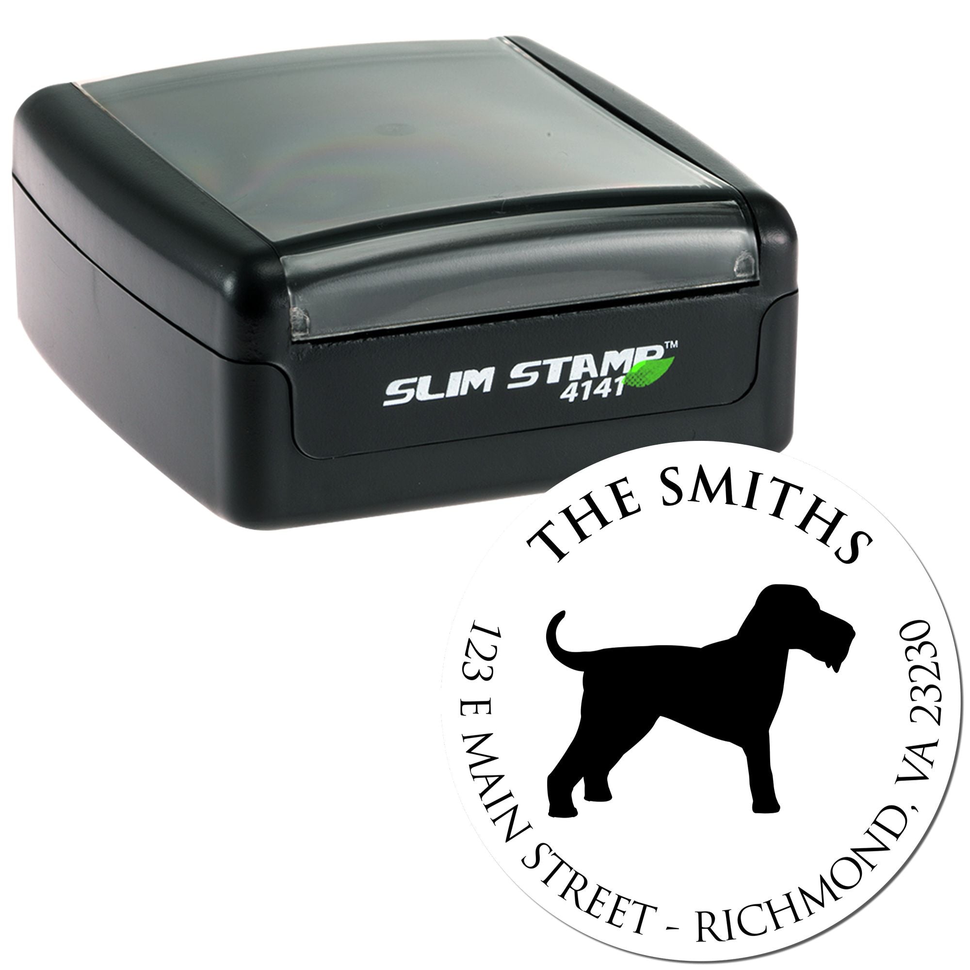 Slim Pre-Inked Airedale Terrier Personalized Mailing Stamp for Envelopes