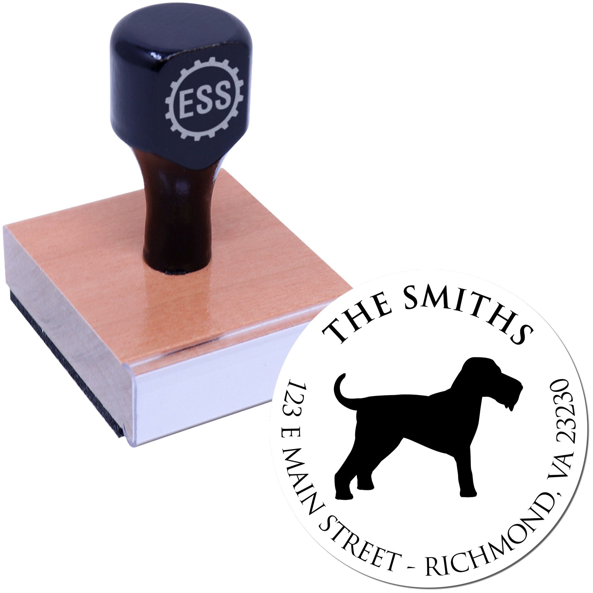 Wood Handle Airedale Terrier Custom Made House Address Stamper