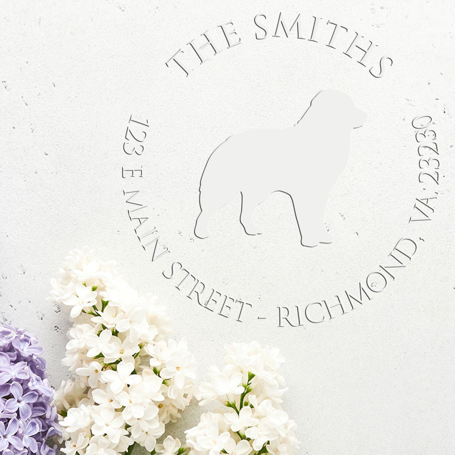 Australian Shepherd Silhouette Custom-Made Name and Address Embossing Stamp - Engineer Seal Stamps