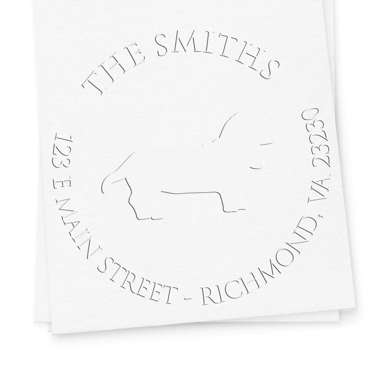 Personalizable Name and Address Seal with Basset Hound Dog