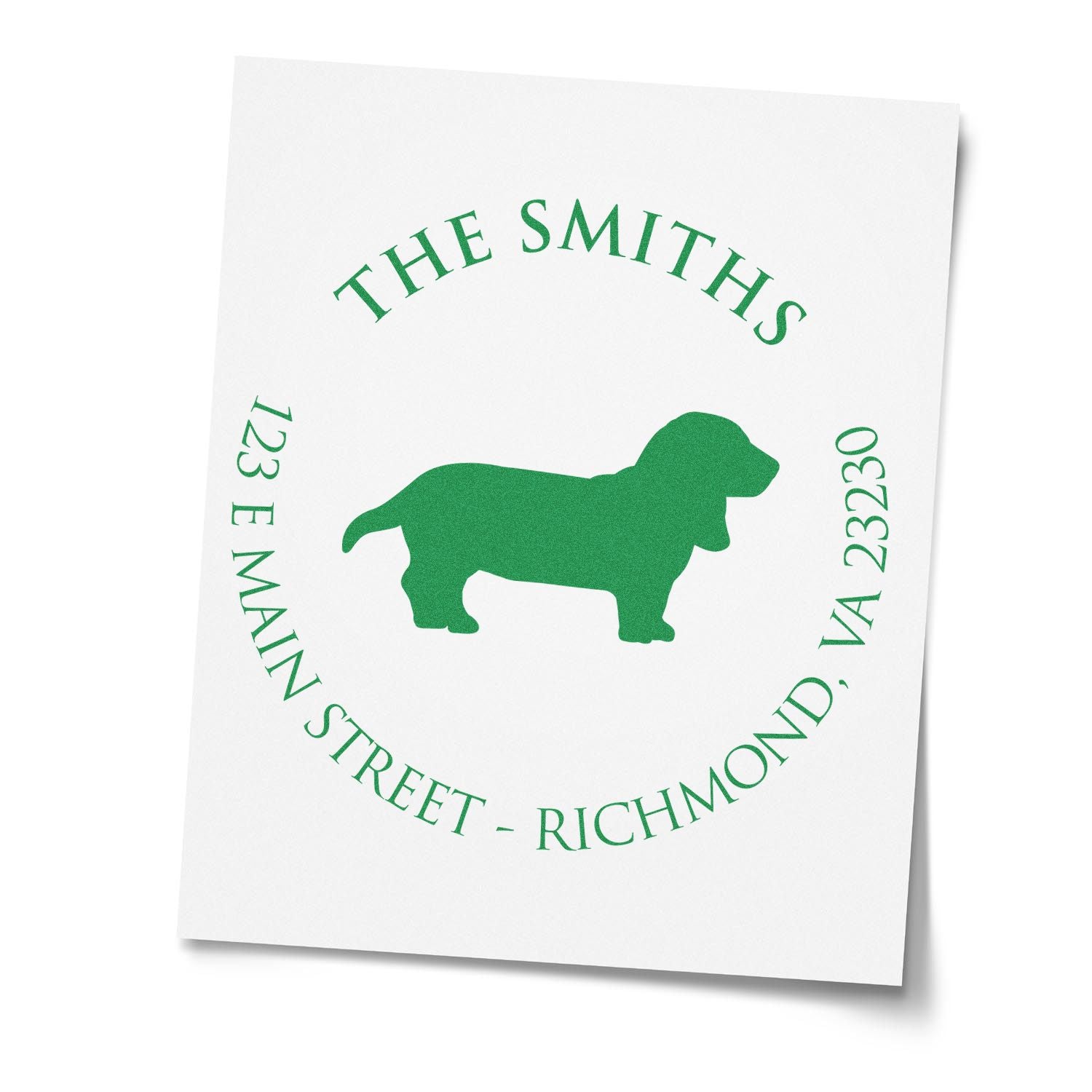 Slim Pre-Inked Basset Hound Personalized Mailing Stamper