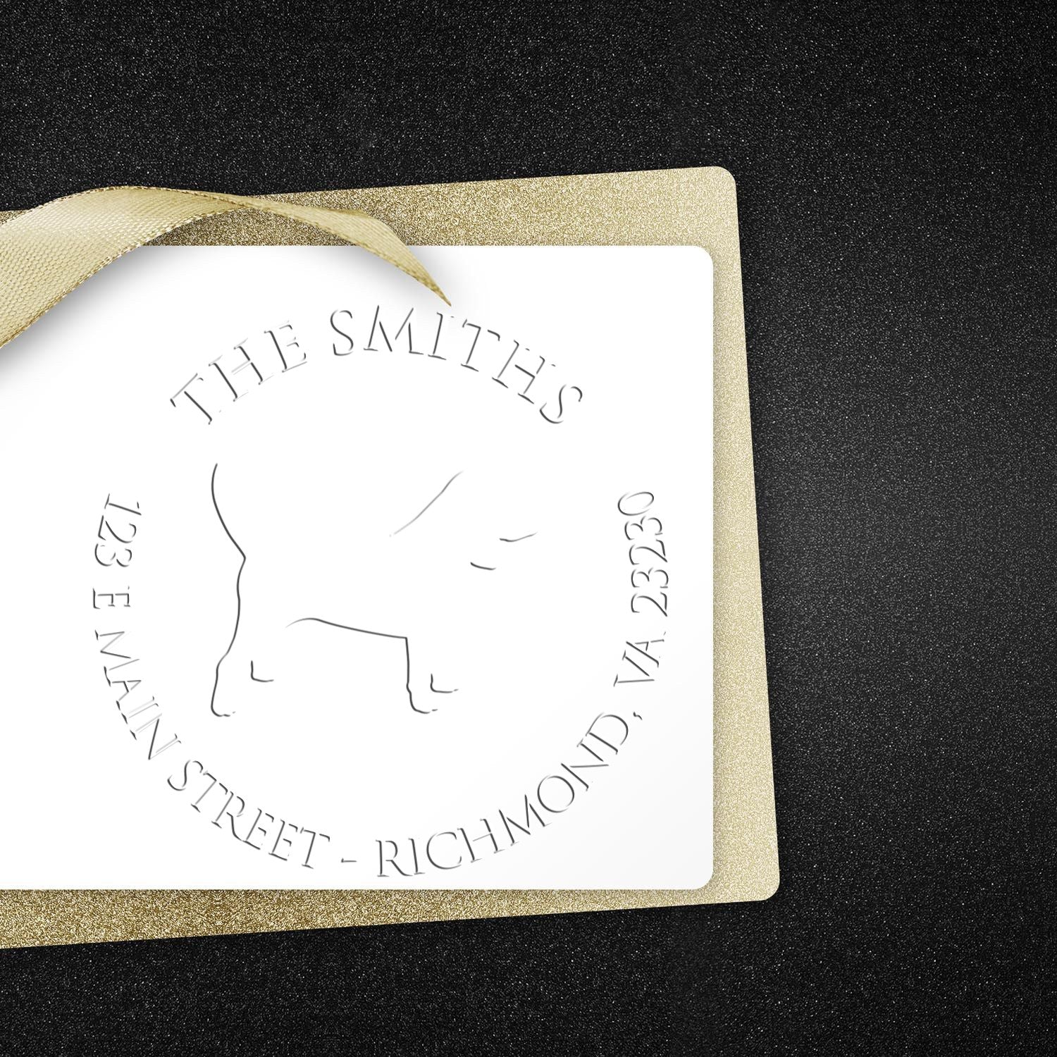 Personalizable Name and Address Embossing Stamp with Beagle Dog