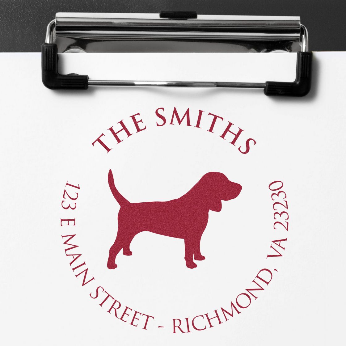 Slim Pre-Inked Beagle Personalized Name and Address Rubber Stamp