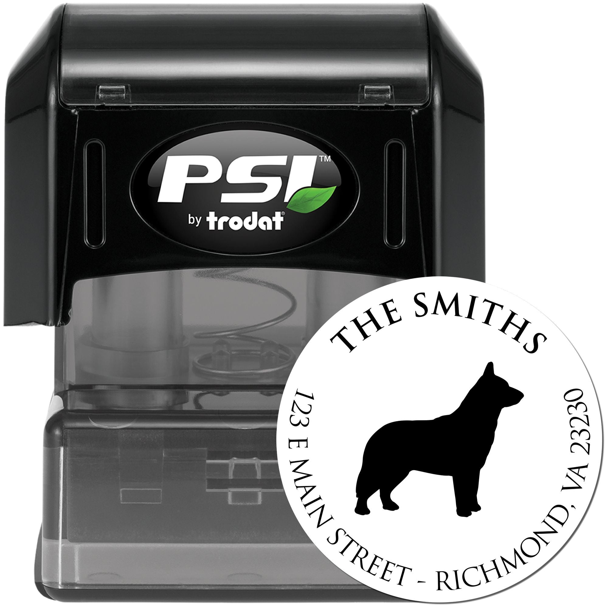 PSI Pre-Inked Blue Heeler Made-to-Order Dog Return Address Stamper