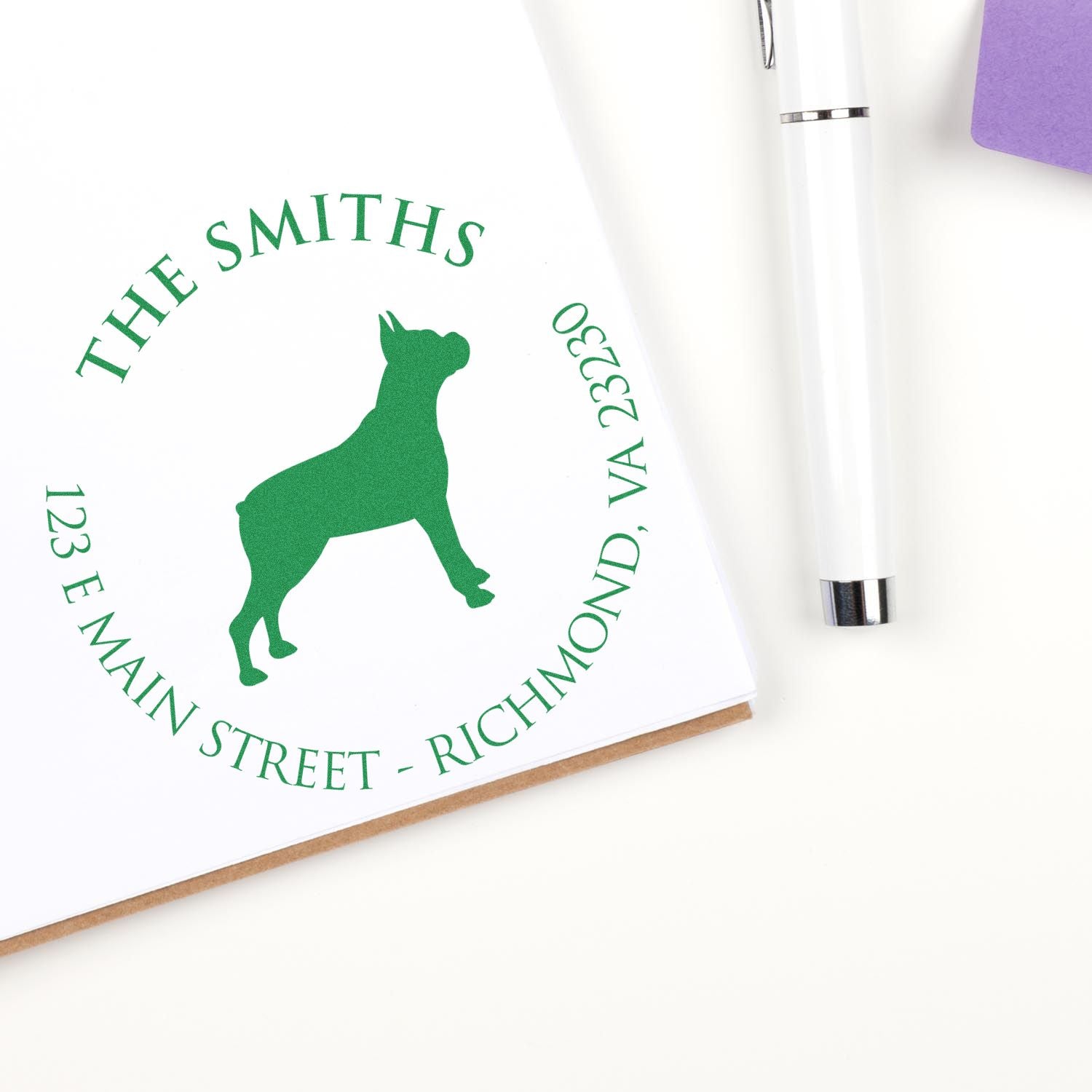 Slim Pre-Inked Boxer Personalized Name and Address Stamp for Envelopes