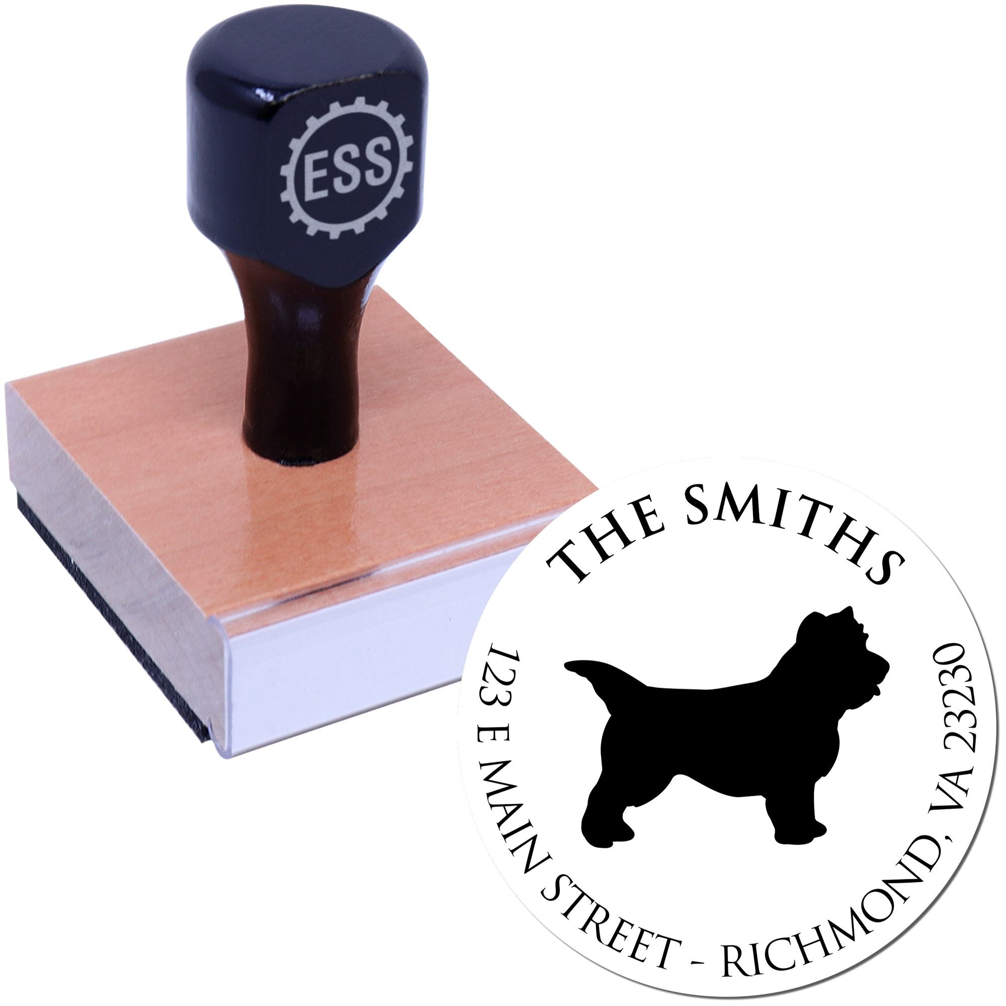 Wood Handle Cairn Terrier Custom Made Mail Label Stamp for Envelopes