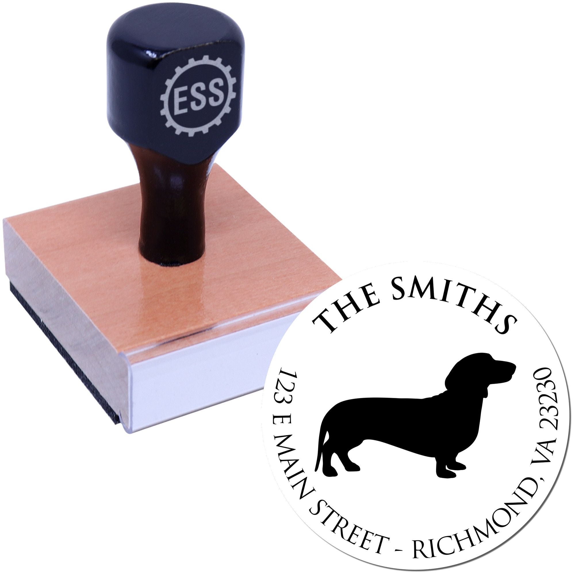 Wood Handle Dachshund Custom Made Mail Stamp for Envelopes