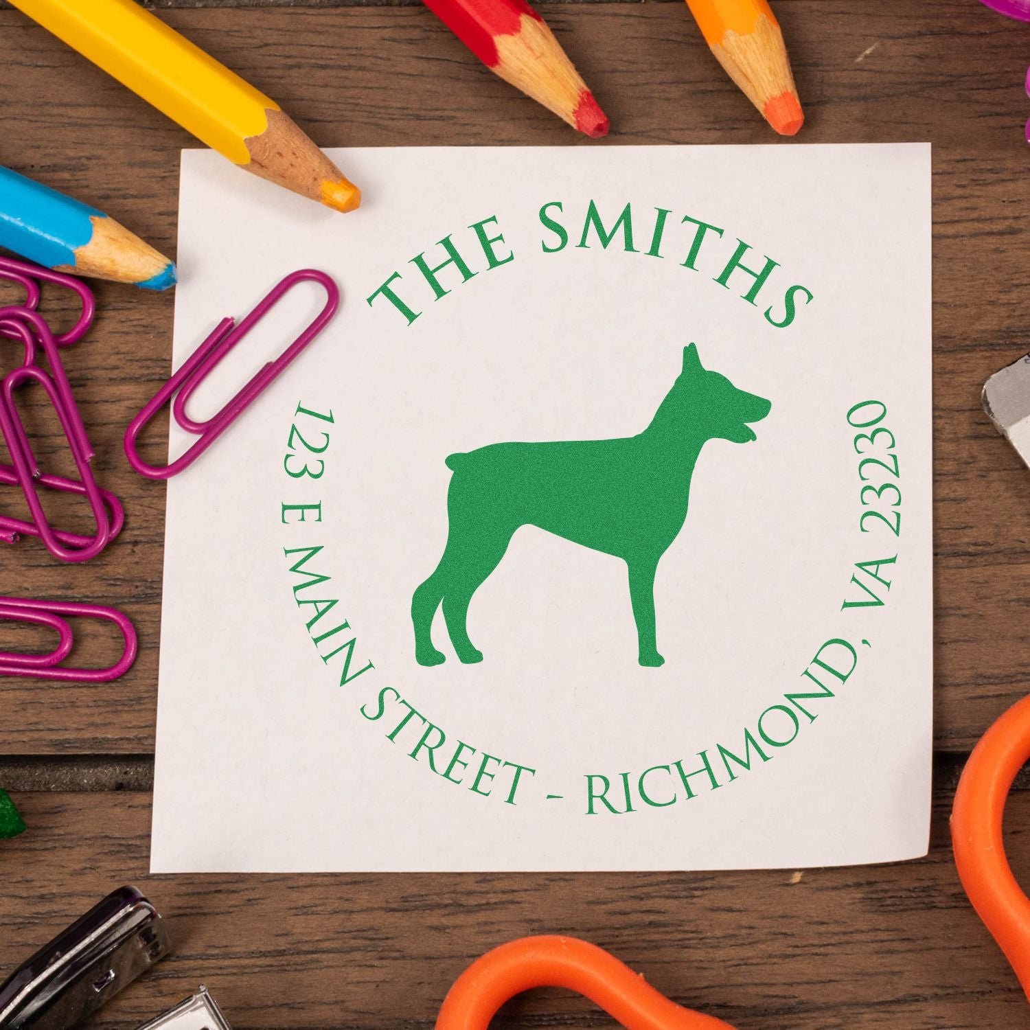 Self-Inking Doberman Customized Pet Address Stamp