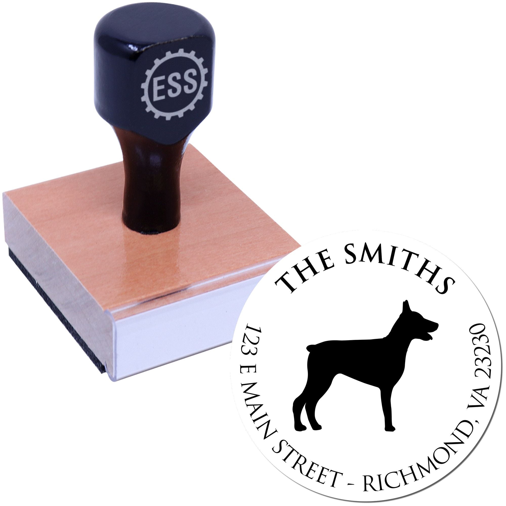 Wood Handle Doberman Custom Made Mail Stamper