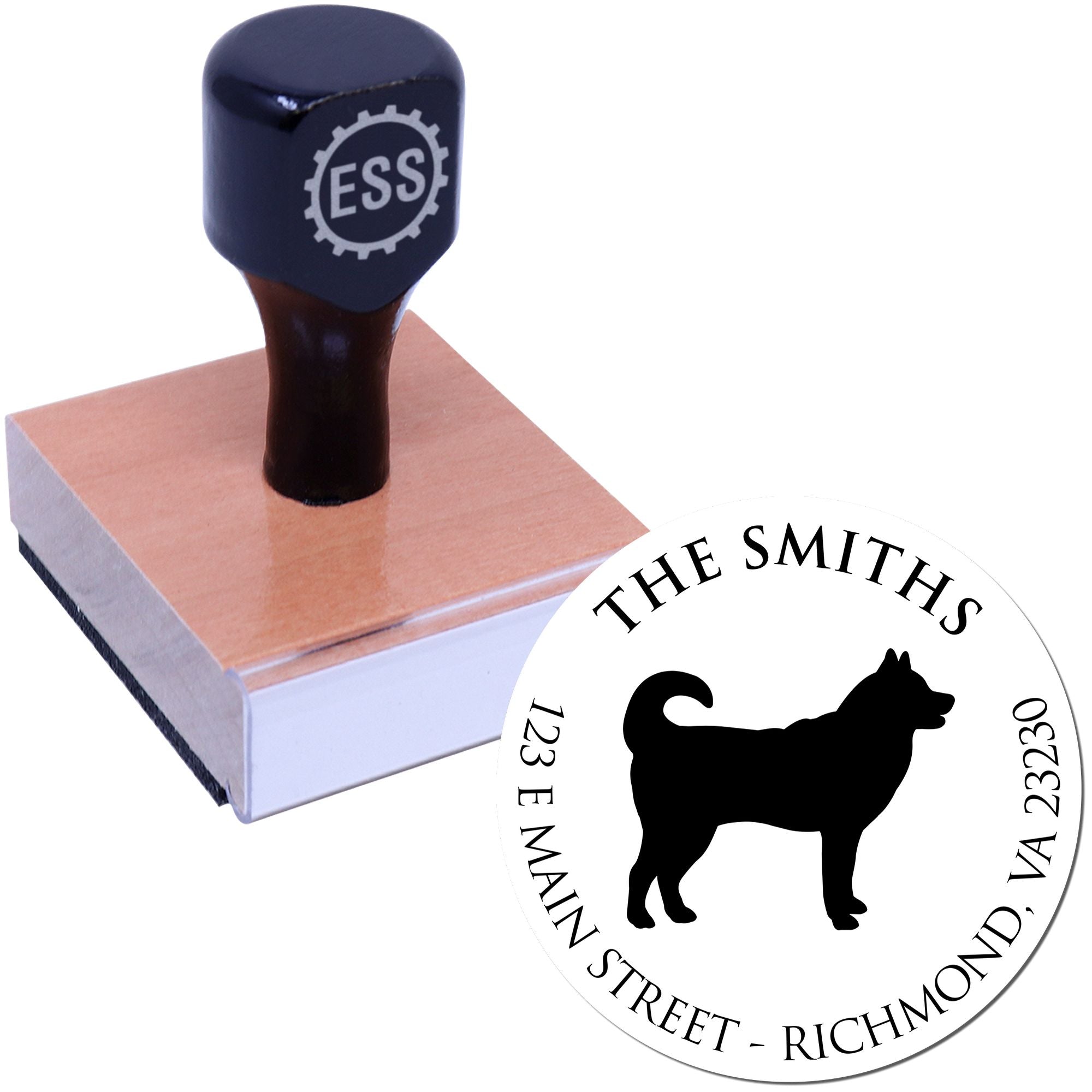 Wood Handle Husky Custom Made Mailing Address Stamp