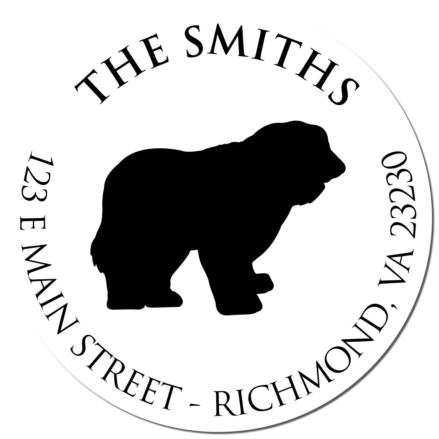 Slim Pre-Inked Old English Sheepdog Personalized Pet Address Stamp for Envelopes - Engineer Seal Stamps