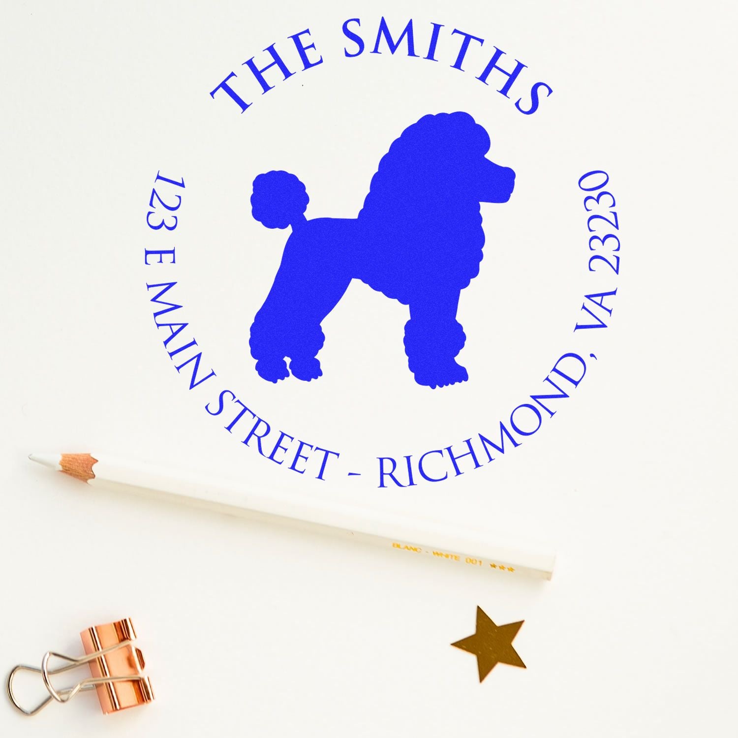 Self-Inking Poodle Customized Return Address Rubber Stamp