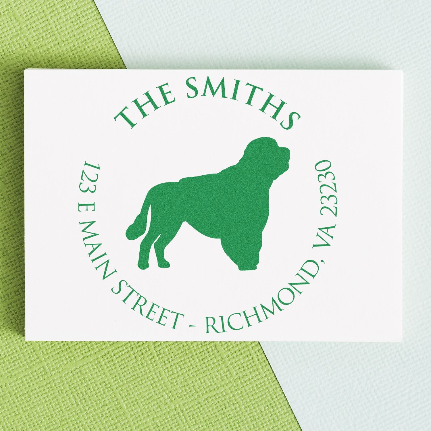 Slim Pre-Inked Portuguese Water Dog Personalized Refillable Address Rubber Stamp - Engineer Seal Stamps