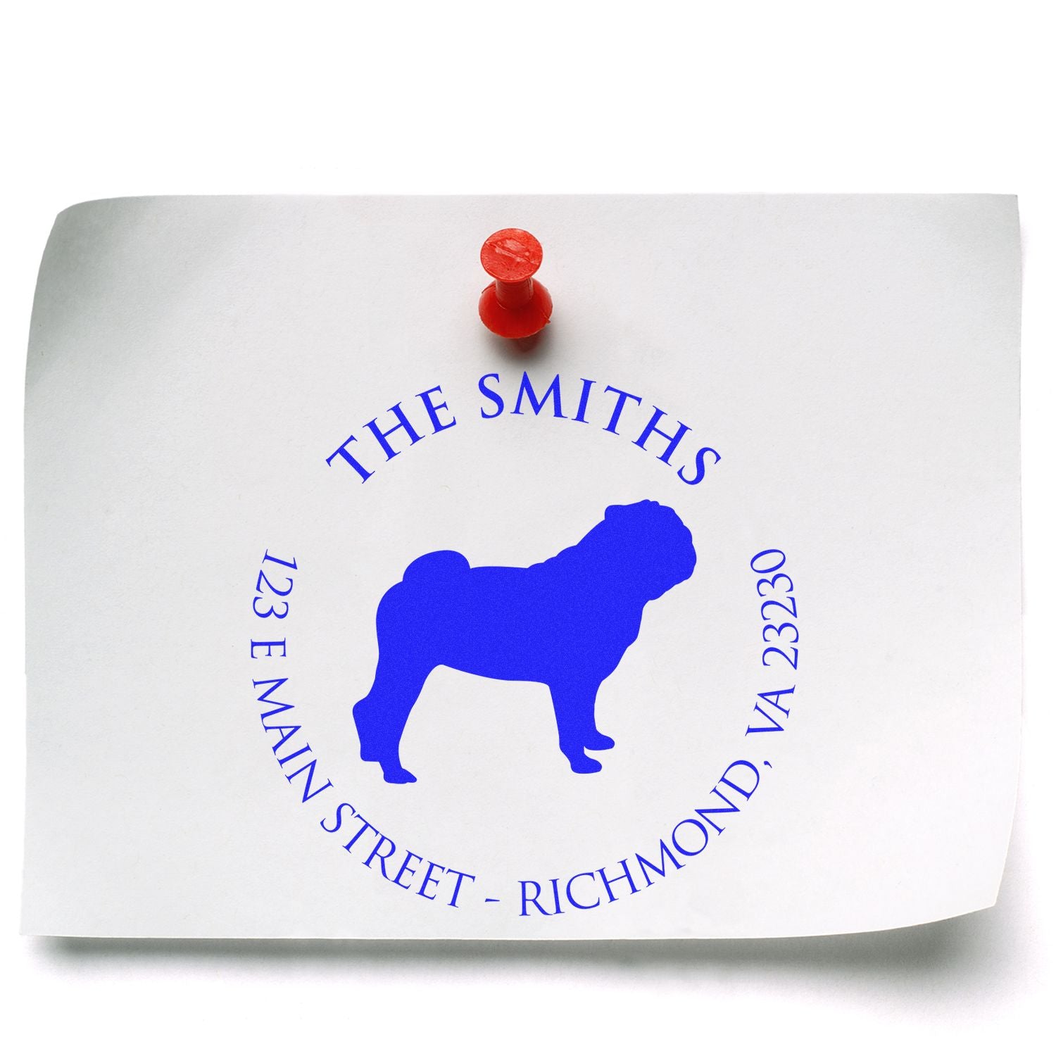 PSI Pre-Inked Pug Made-to-Order House Address Stamp for Envelopes - Engineer Seal Stamps