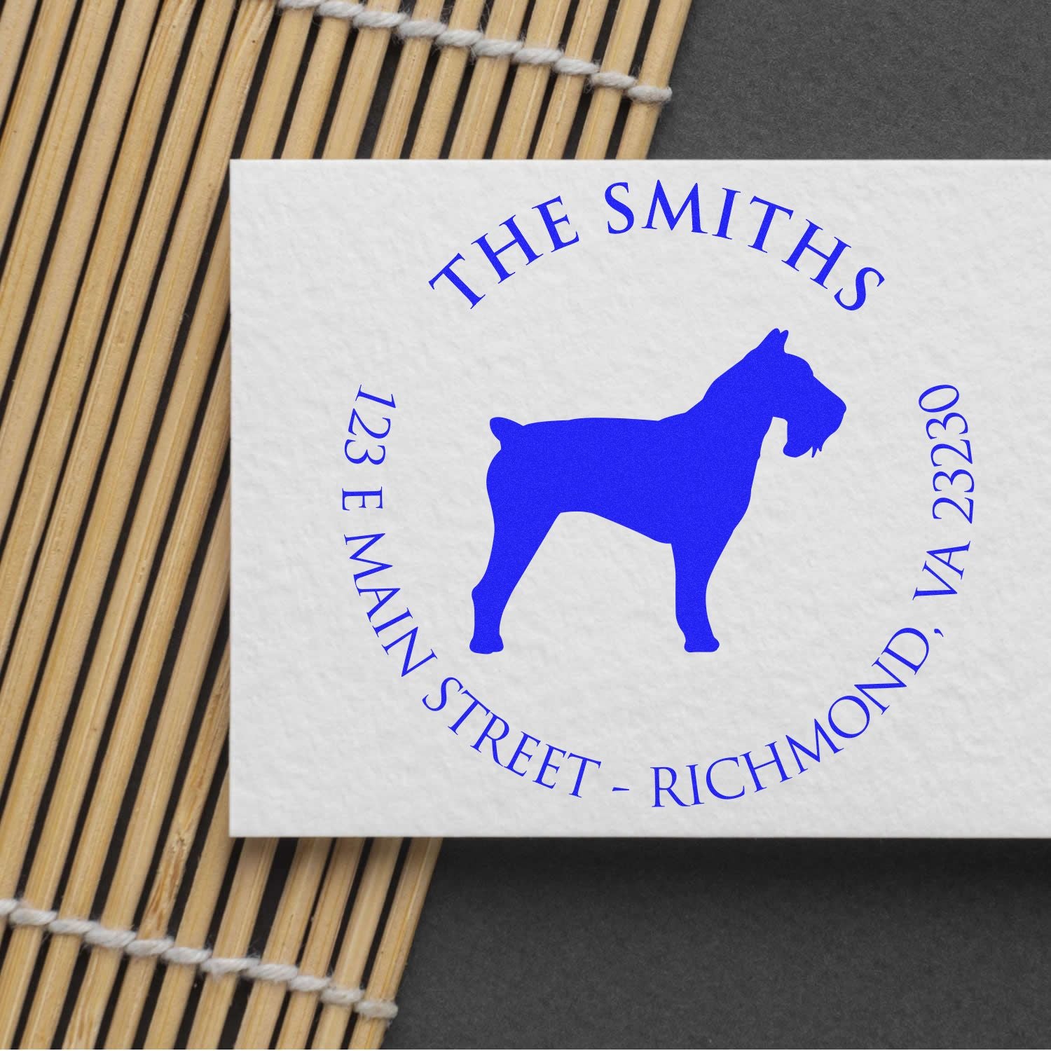 Wood Handle Schnauzer Custom Made Mailing Label Stamper