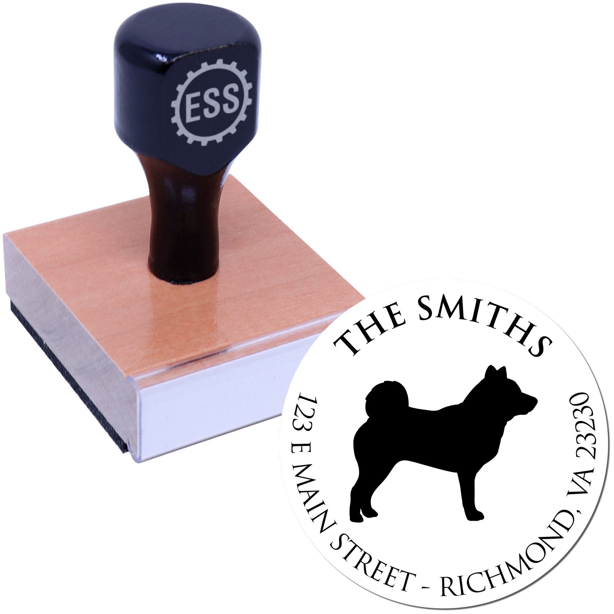 Wood Handle Shiba Inu Custom Made Mailing Stamp