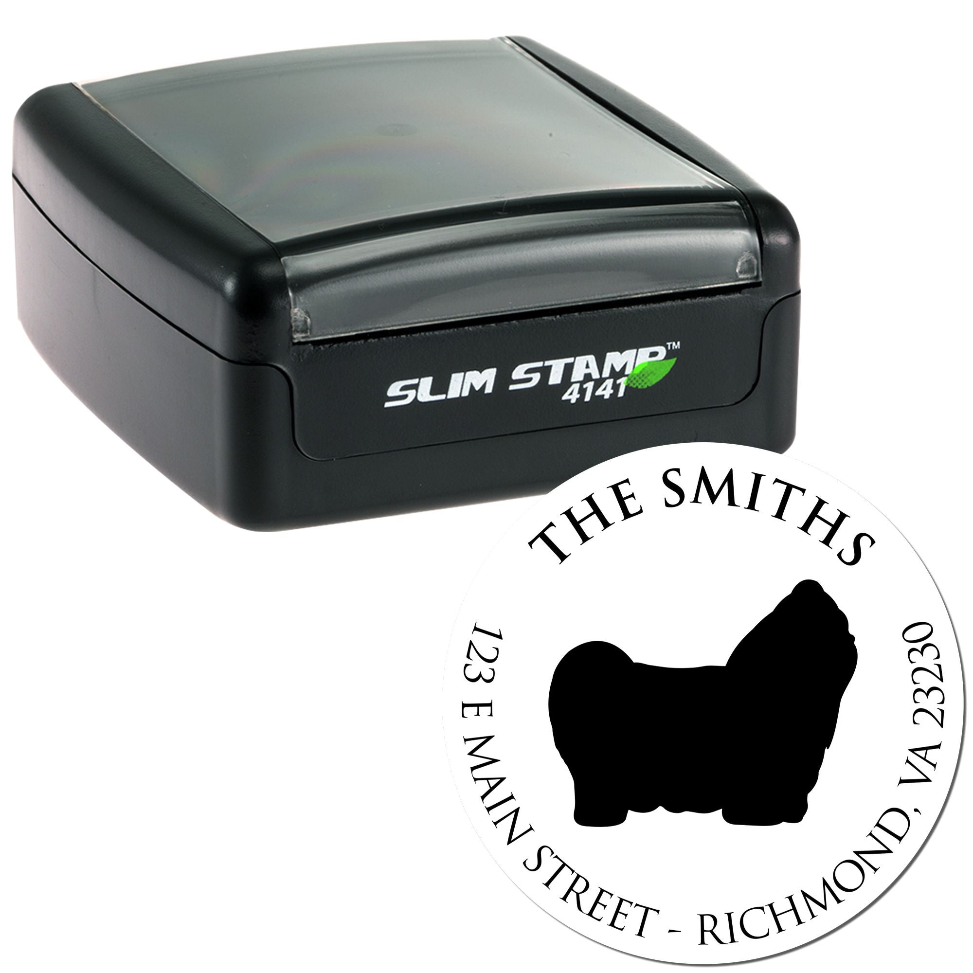 Slim Pre-Inked Shih Tzu Personalized Return Address Stamp for Envelopes