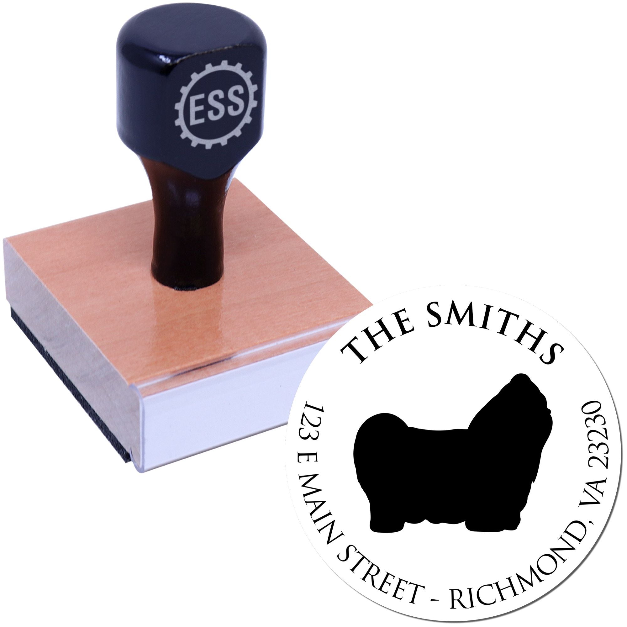 Wood Handle Shih Tzu Custom Made Mailing Stamp