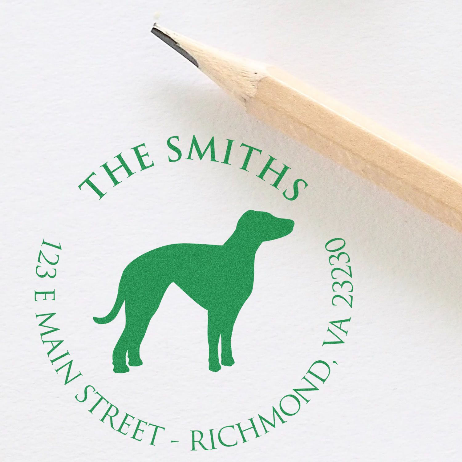 Wood Handle Whippet Custom Made Mailing Stamp for Envelopes