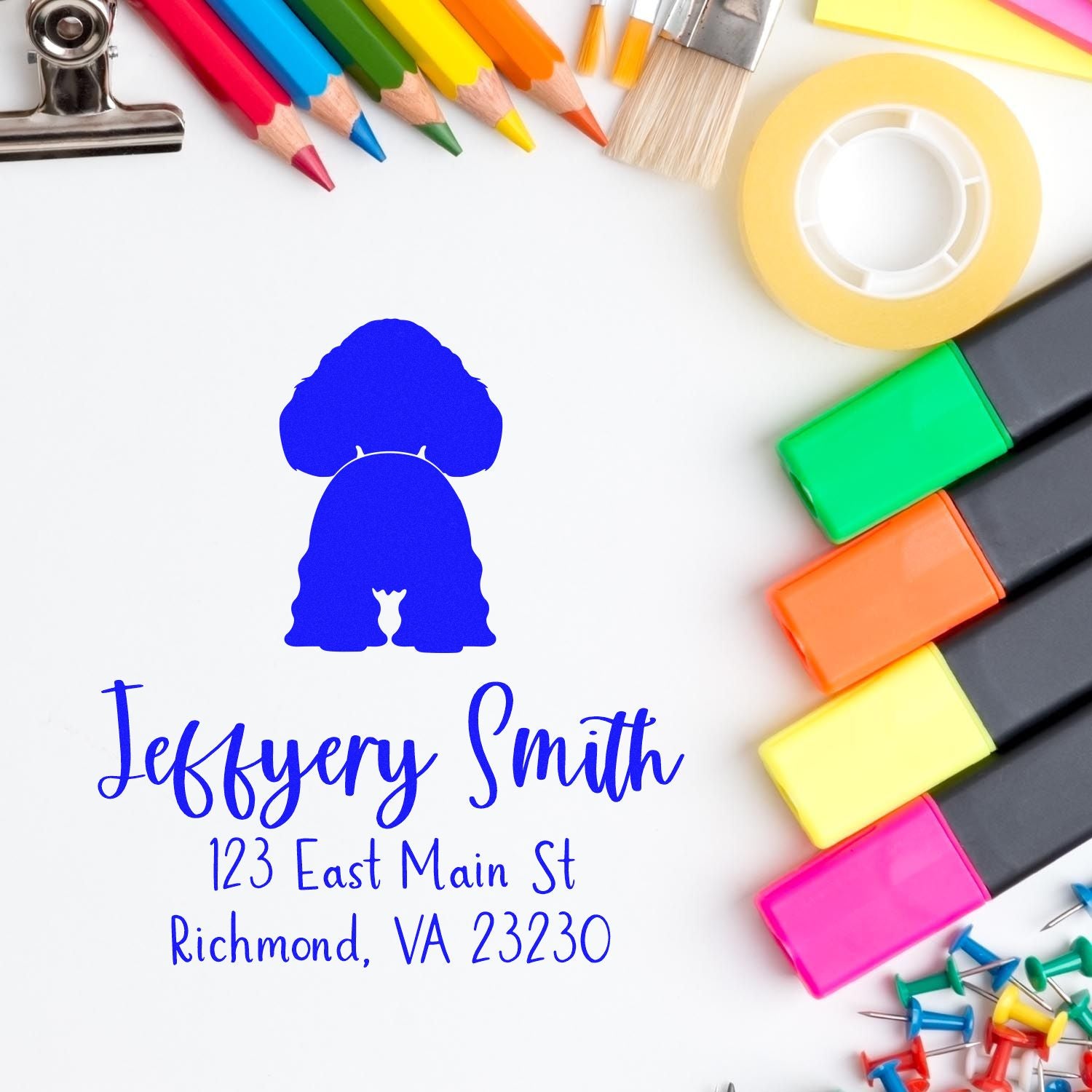 Slim Pre-Inked American Cocker Spaniel Personalized Rubber Address Stamp