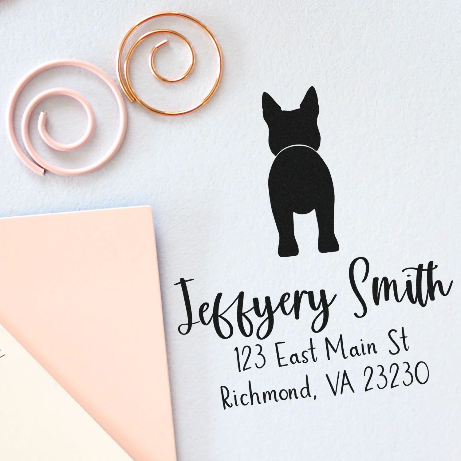 Slim Pre-Inked Australian Cattle Dog Personalized Rubber Address Stamp for Envelopes