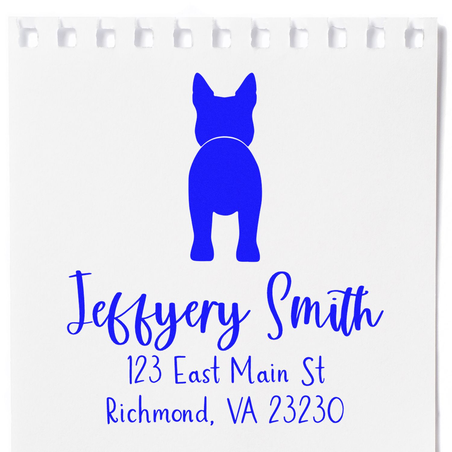 Wood Handle Australian Cattle Dog Custom Made Name and Address Rubber Stamp