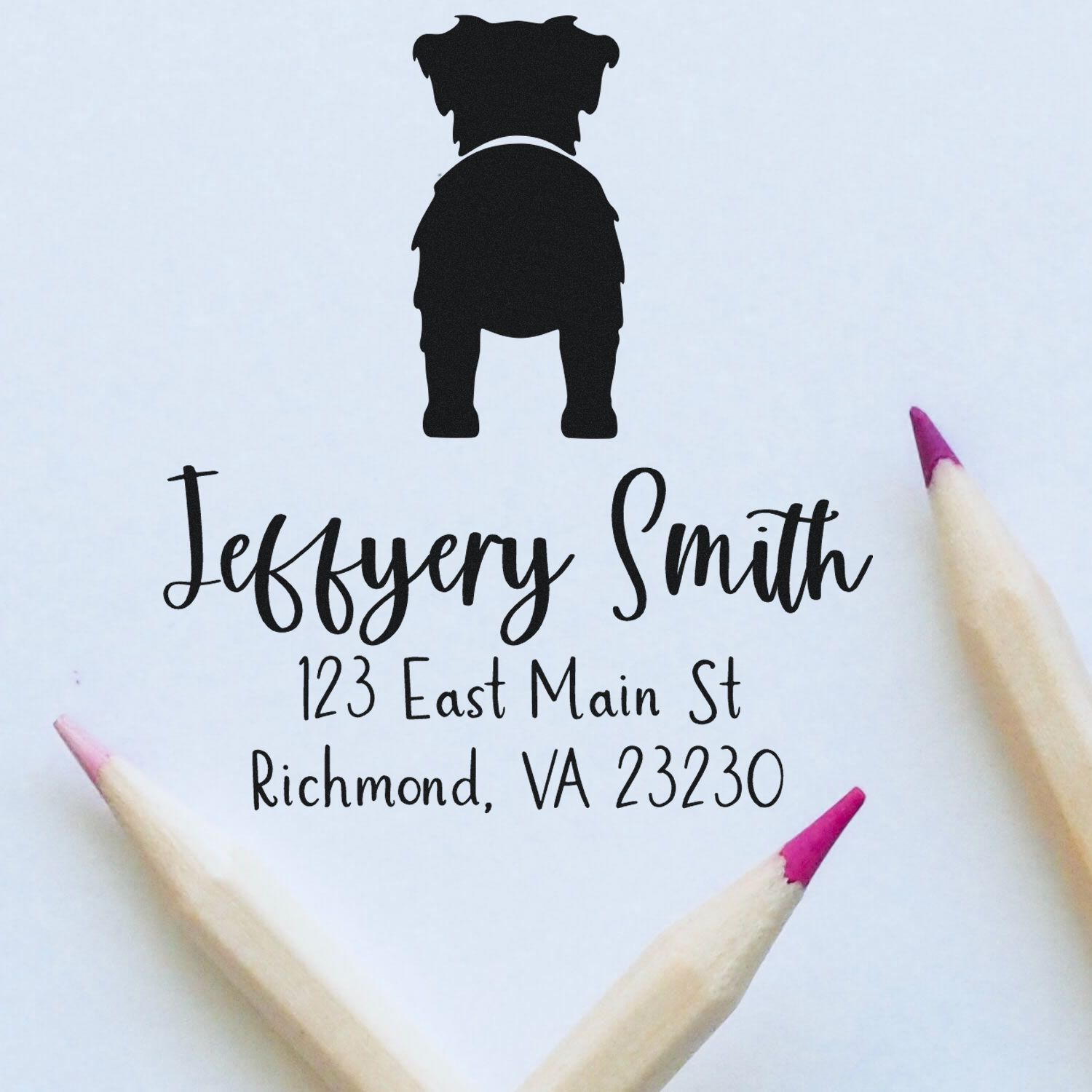 Wood Handle Australian Shepherd Custom Made Name and Address Stamp