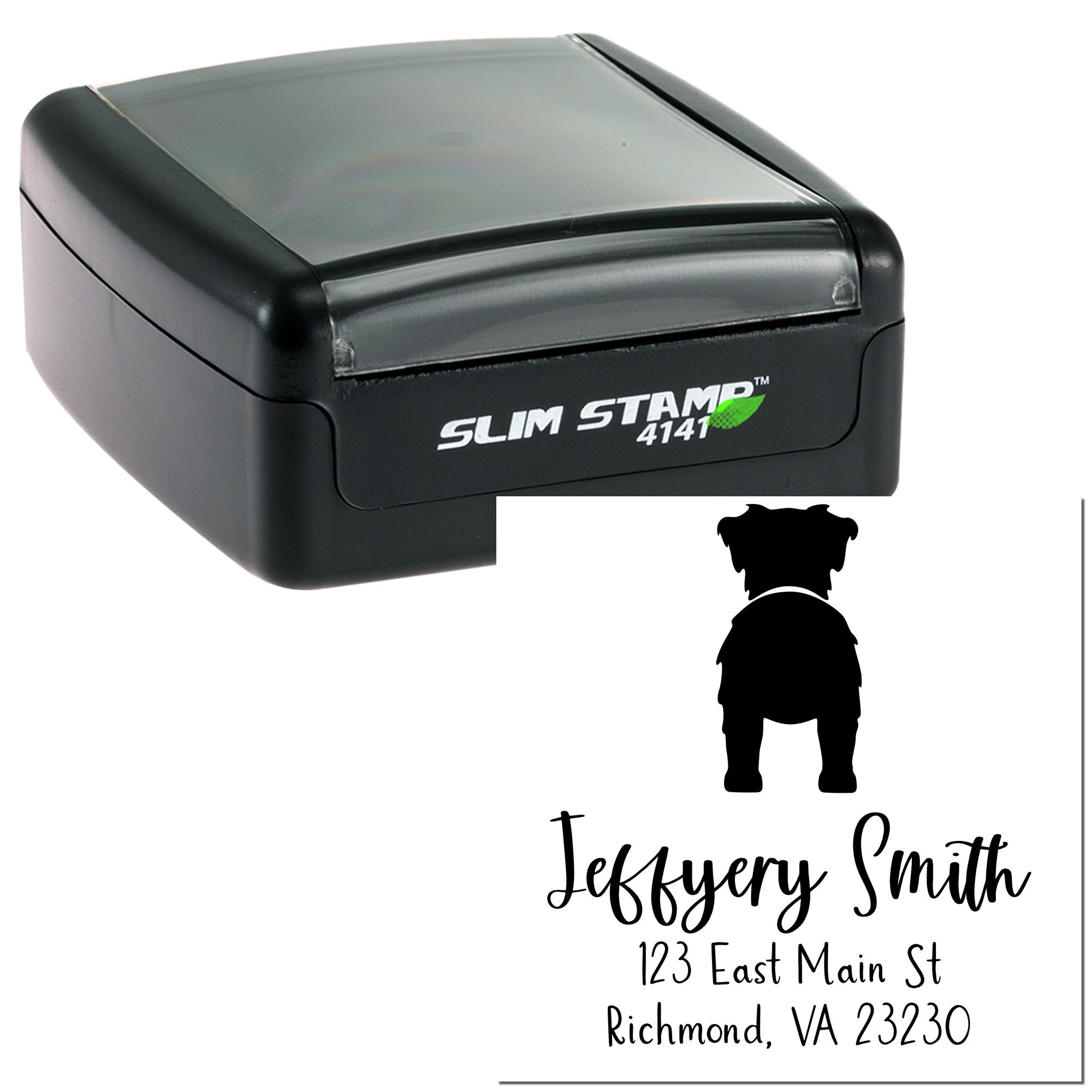 Slim Pre-Inked Australian Shepherd Personalized Rubber Address Stamper