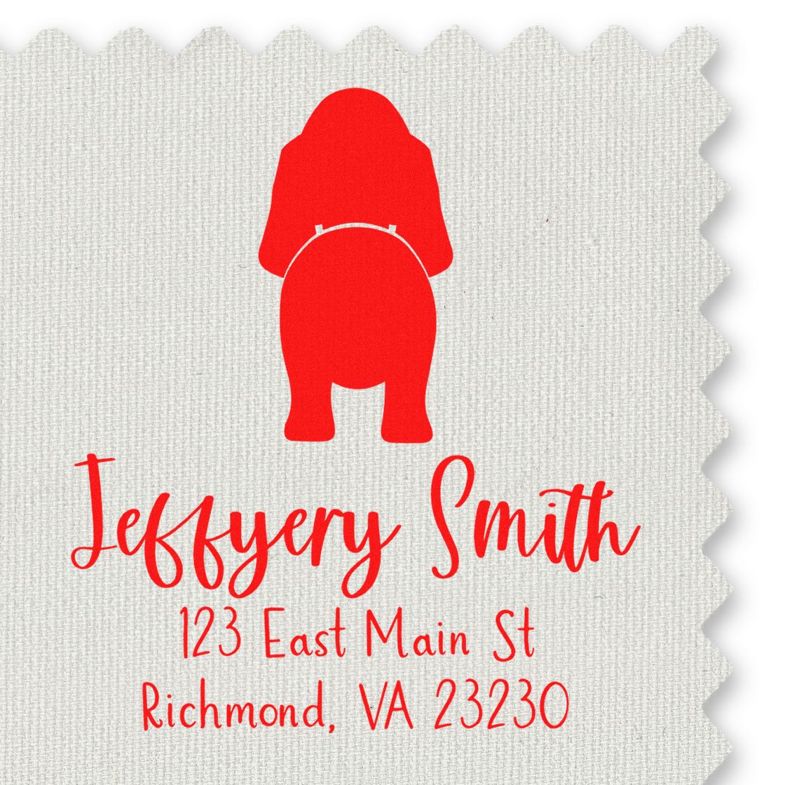 Wood Handle Basset Hound Custom Made Name and Address Stamp