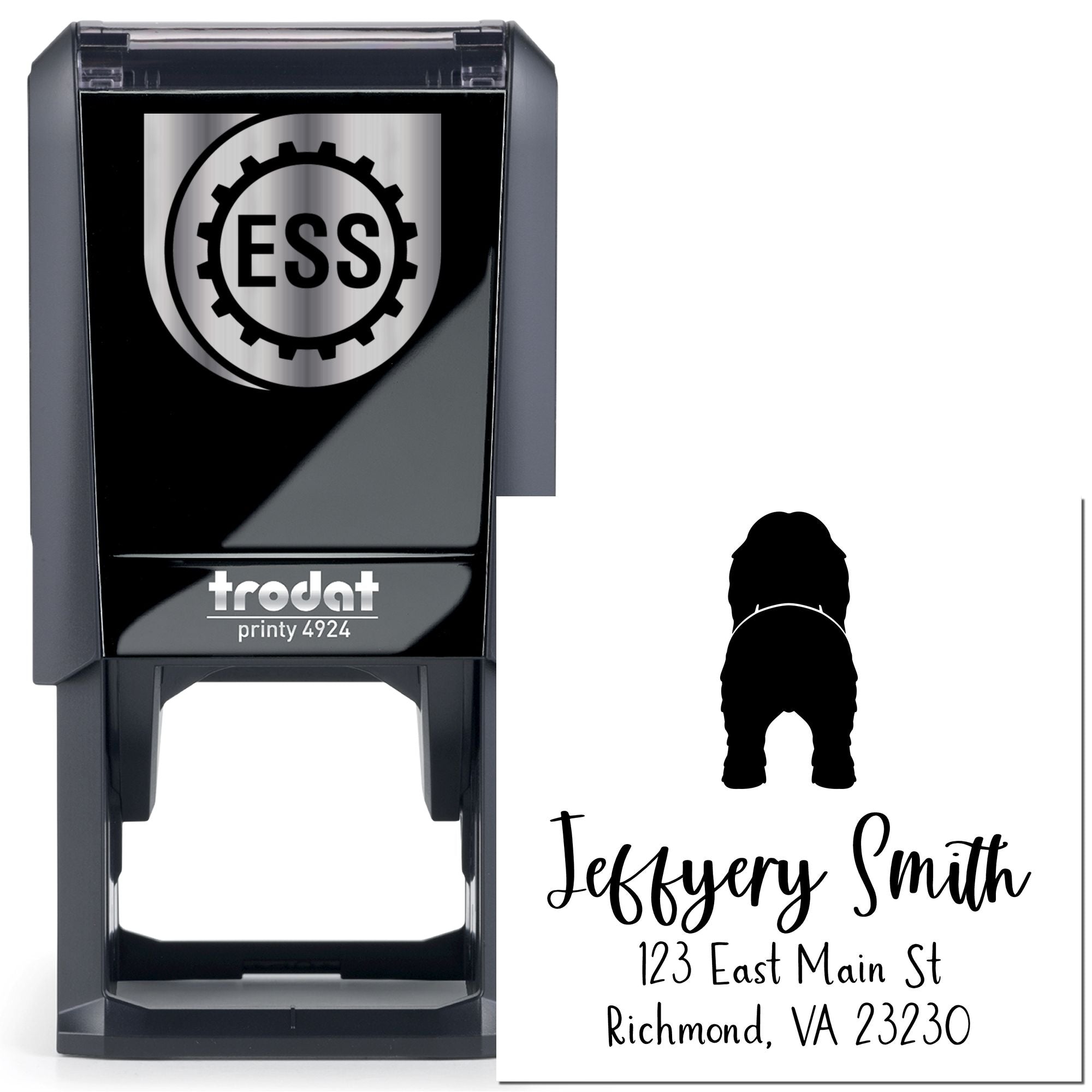 Self-Inking Bearded Collie Custom-Made Address Label Rubber Stamp