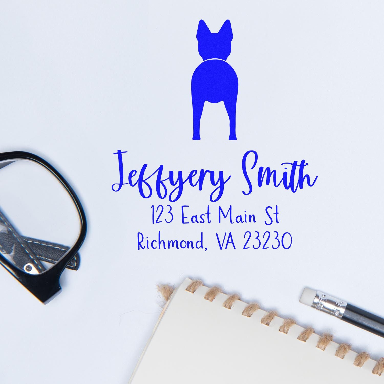 Self-Inking Belgian Malinois Custom-Made Address Label Rubber Stamp