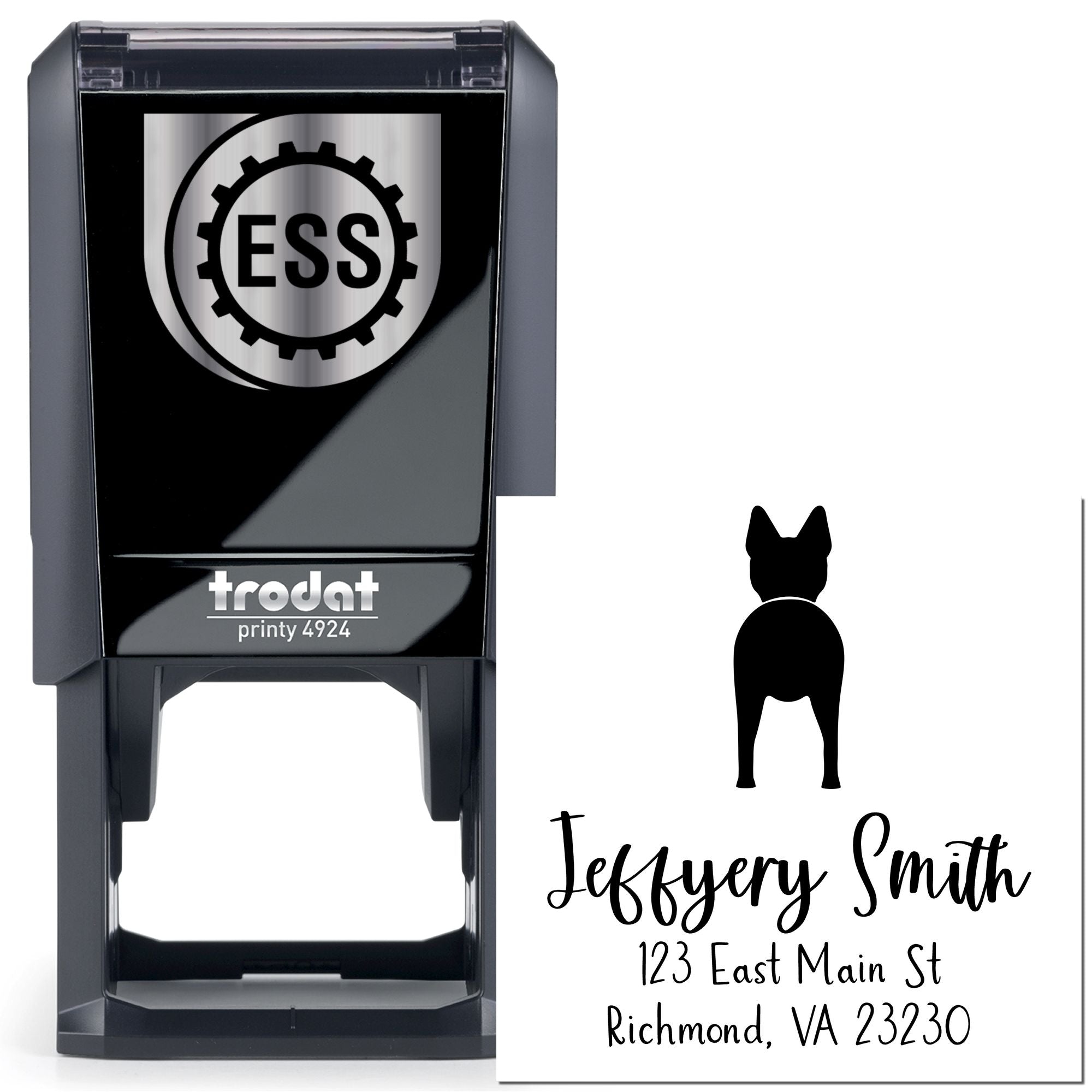 Self-Inking Belgian Malinois Custom-Made Address Label Rubber Stamp