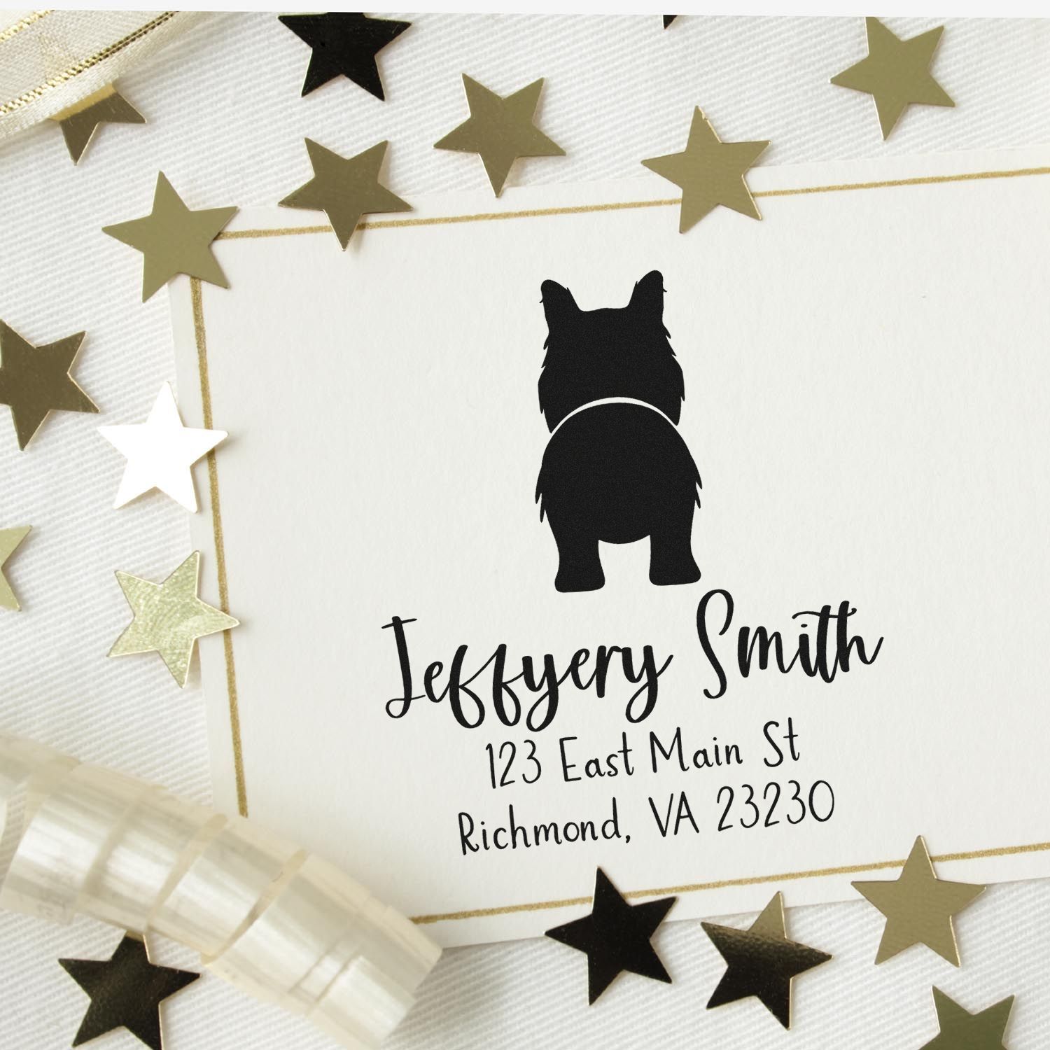 Wood Handle Border Collie Custom Made New Address Stamp