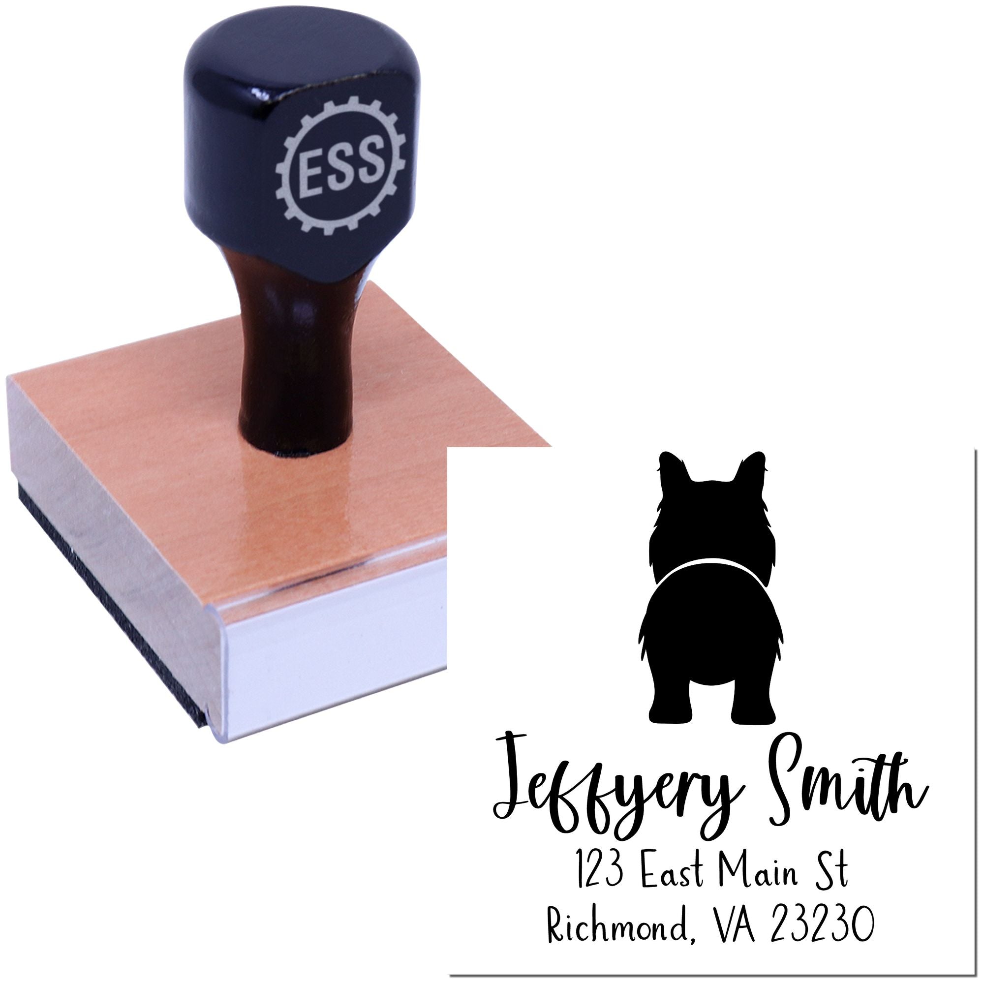 Wood Handle Border Collie Custom Made New Address Stamp