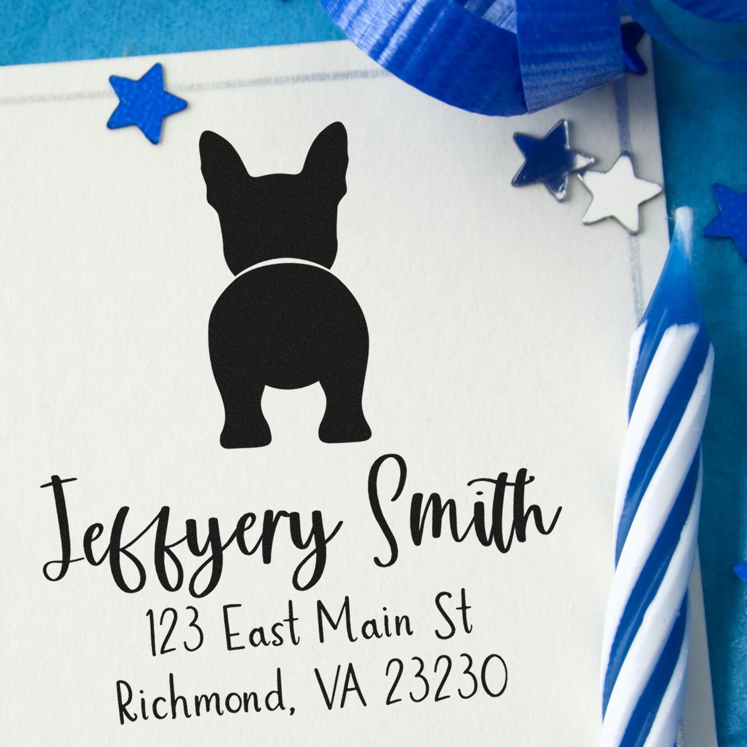 Wood Handle Boston Terrier Custom Made New Address Stamp