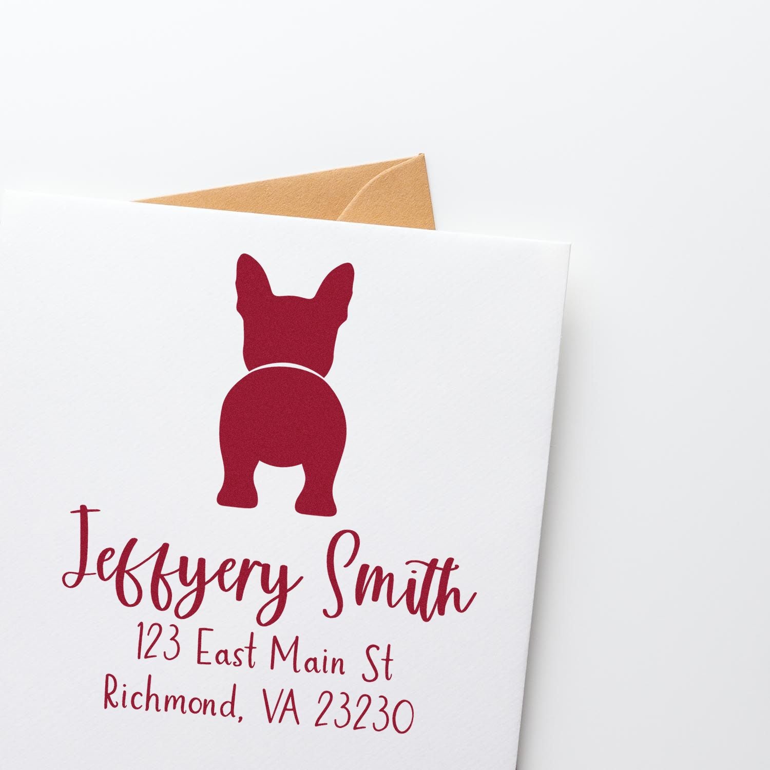 Wood Handle Boston Terrier Custom Made New Address Stamp