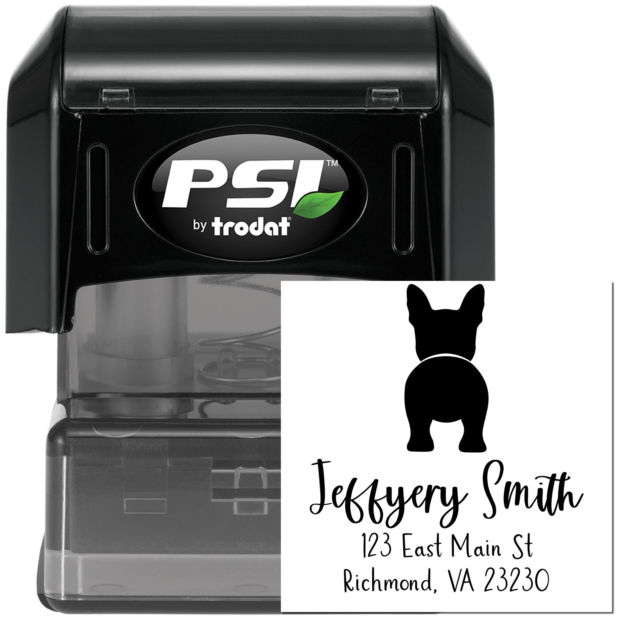 PSI Pre-Inked Boston Terrier Made-to-Order Mailing Address Rubber Stamp