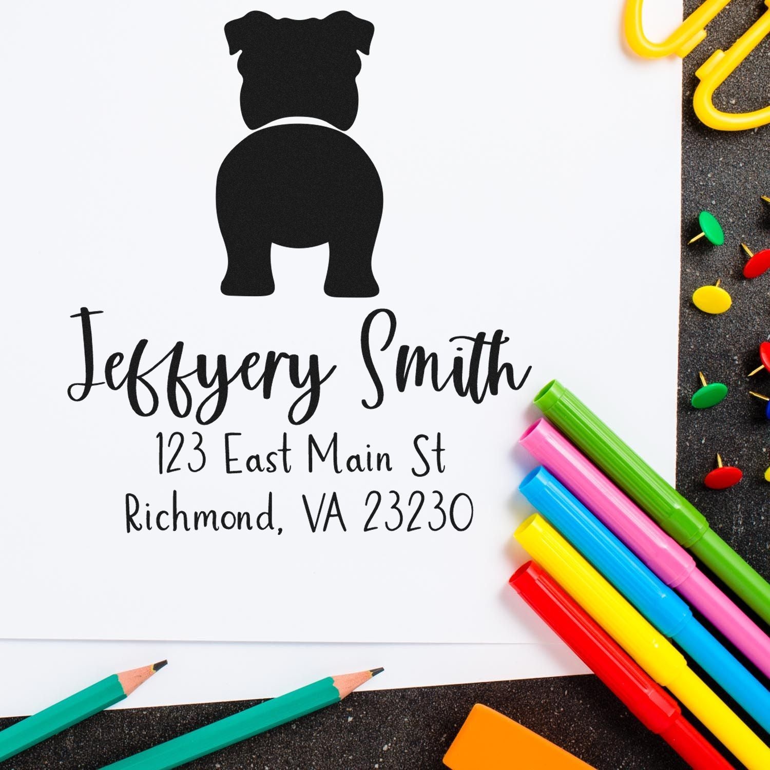 Self-Inking Bulldog Custom-Made Address Return Rubber Stamp