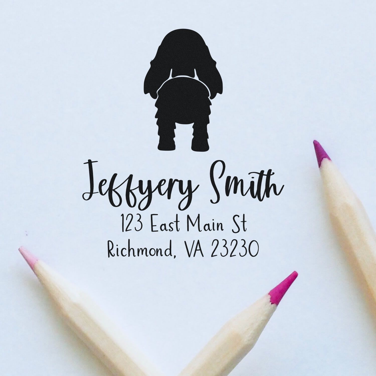 Wood Handle Cocker Spaniel Custom Made Pet Address Stamp for Envelopes - Engineer Seal Stamps