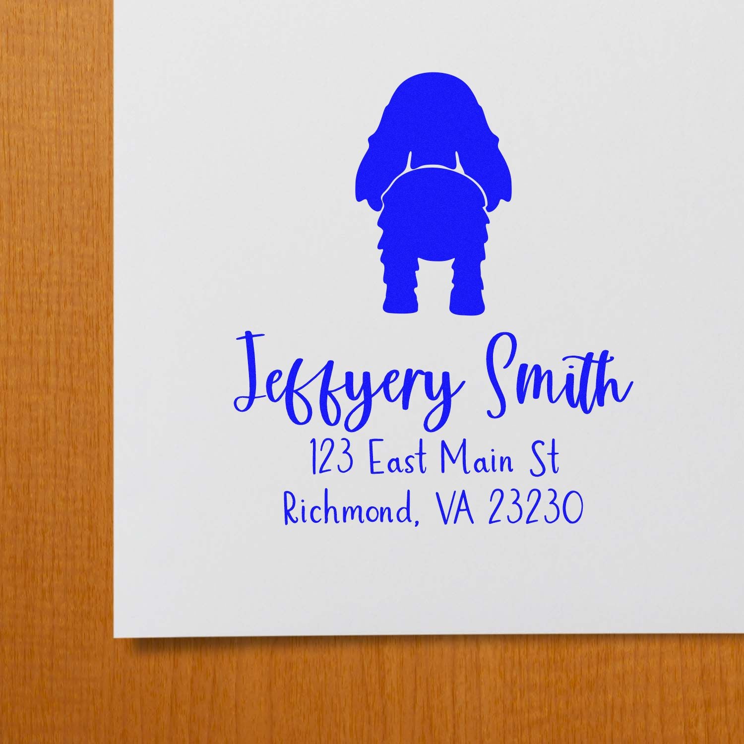 Wood Handle Cocker Spaniel Custom Made Pet Address Stamp for Envelopes - Engineer Seal Stamps