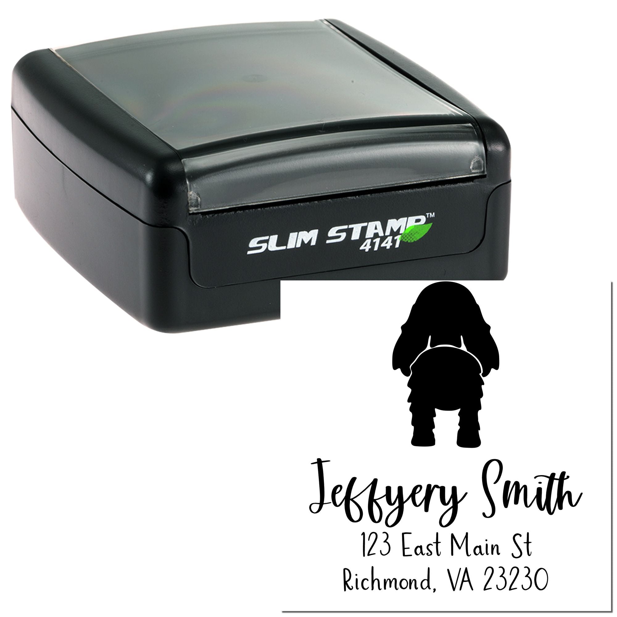 Slim Pre-Inked Cocker Spaniel Rubber Address Stamper